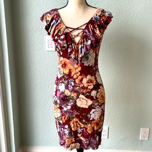 Floral burgundy dress!